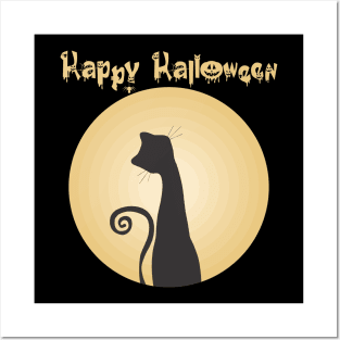 Happy Halloween cat Posters and Art